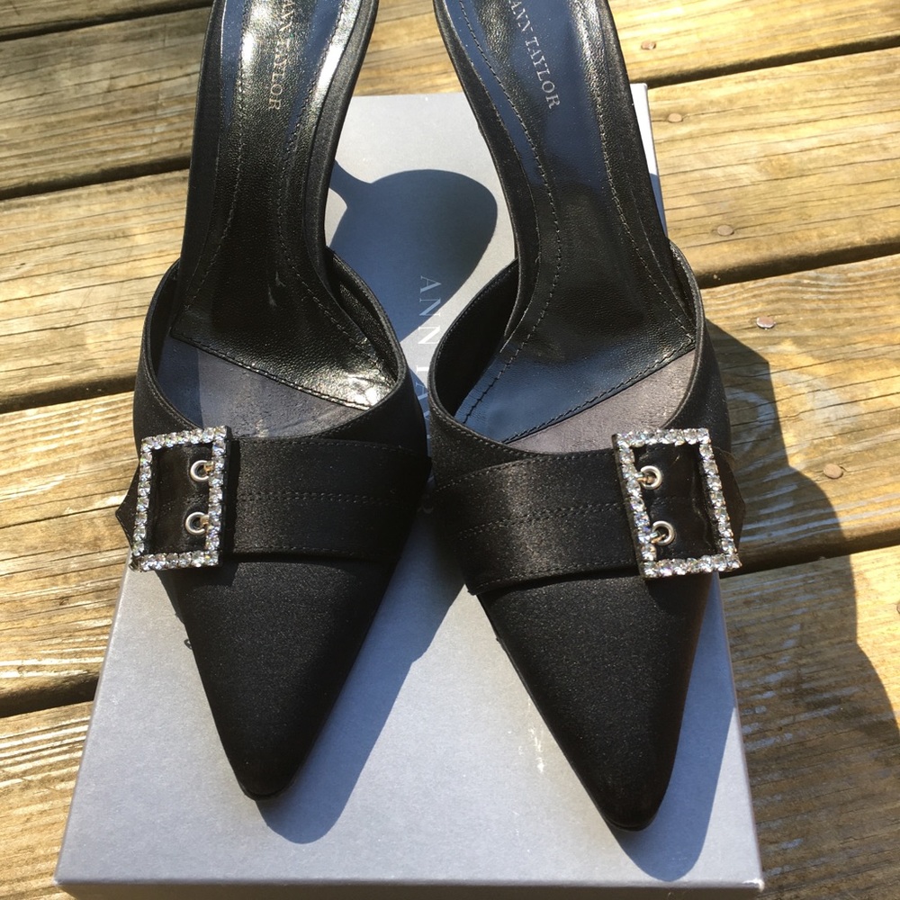 Ann Taylor Black Satin Mules - Picture 9 of 11